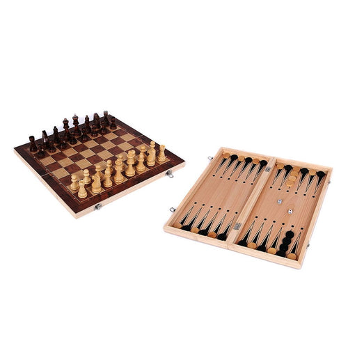 3in1 Wooden Backgammon&Chess Set
